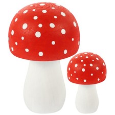 2pcs Wooden Mushroom Crafts Wood Mushroom Statue Farmhouse Mushroom Ornament