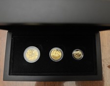 75th Anniversary Proof Half, Full And Gold Quarter Sovereign Set