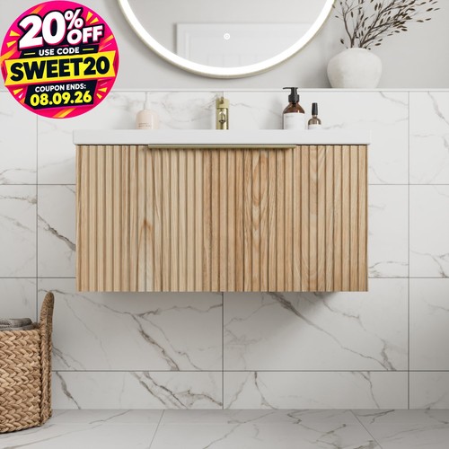 Fluted 800mm bathroom vanity - bathroom,