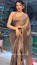 New  indian soft shiny silk saree bollywood party wear wedding designer sari