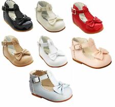 GIRLS BOW SHOES BABY-TODDLER SPANISH STYLE PRAM-FIRST WALKING PARTY/WEDDING   