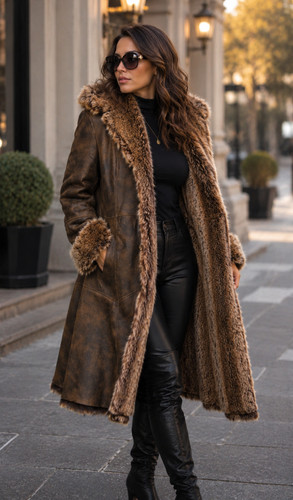 Women vintage brown lambskin - brown,