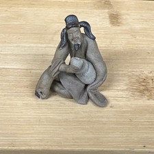 Unglazed Chinese Mudman Figurine of a Water Carrier only 1.25 ” Tall (35)