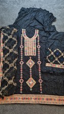 Sindhi Fully Thread Embroidered Kameez, Salwar and Duppatta Suit (Unstitched)