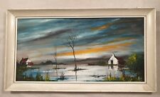 Vintage RAYMOND KLEE Oil on Board PAINTING Irish Artist Sunset Sea Scape 1960s