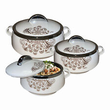 Florina Set of 3 White Insulated Casserole Dish with Lid (1000ml 1500ml 2000 ml)