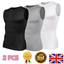 2 Pack Men Body Shaper Slimming Tummy Vest Compression Shirt Tops Shapewear UK