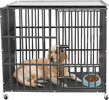 Jumbo Portable Metal Bar Dog Cage Pet Crate Corral Kennel on Wheels 38" 42" 46"