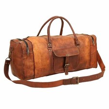 2 in 1 New Duffel Weekend Luggage Travel Shoulder Bag Holdall Leather Handcraft