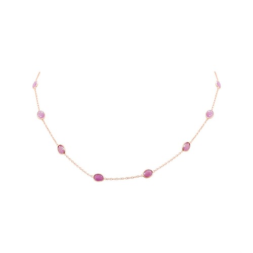 Natural ruby station necklace - natural,