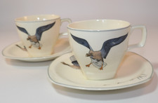 2 Midwinter Stylecraft Wild Geese Peter Scott Cups & Saucers 1960s Retro VGC