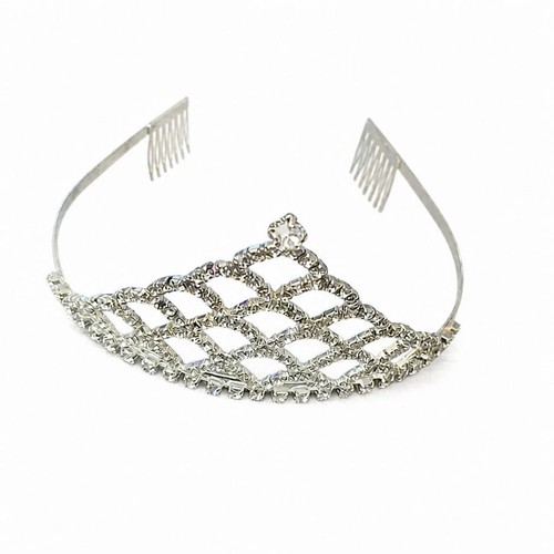 Silver crystal bridal tiara - silver,