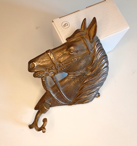 Vintage brass horse head wall - brass,