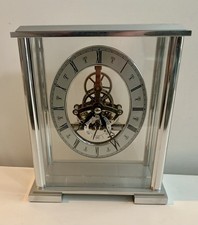 Marks & Spencer M&S Mantal Skeleton Clock VTG 2006 Silver Tone