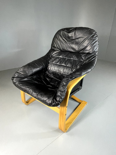 Danish leather bentwood chair - danish,