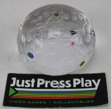 Saint Louis France Botticelli Millefiori Paperweight Etched Crystal 3" x 1 3/4"