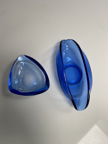 Two vintage blue glass - blue,