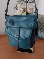 Clarks Teal Leather Crossbody Bag In Very Good Condition