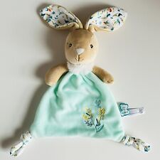 KALOO Mint Green Floral Brown Bunny Rabbit Baby Comforter Blankie Soft Toy BNWOT