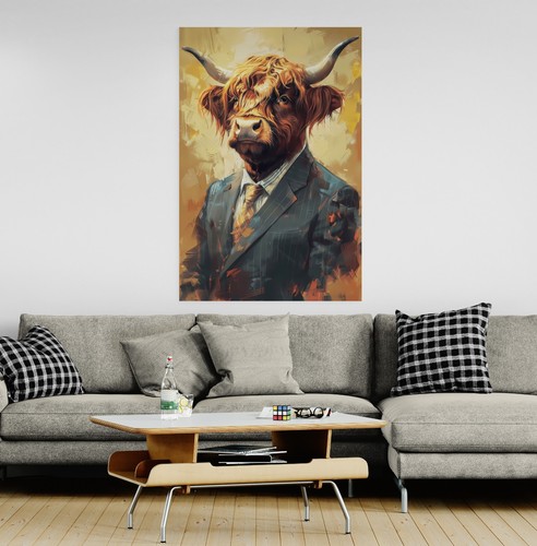 Highland cow suit canvas - in, a