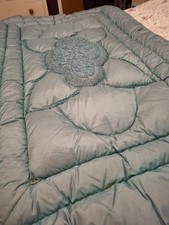 Eiderdown Vintage Quilt Blue/beige Single Duvet Cover Reversible Embroidered