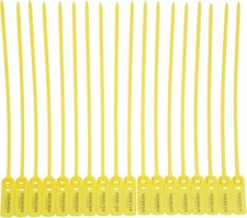 Heavy Duty Plastic Security Tags 40cm Flat Strap Yellow – Numbered with Barcode