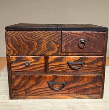 Vintage Japanese Wooden Sewing Box Retro Needle Case Small Storage Chest Showa