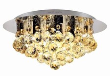 LED G9 Crystal Droplet Chandelier Style Round Classic Elegant Ceiling Light 