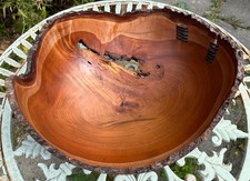 JOHN SHORROCK Wood Turner Hand Turned Large Wooden Cherry Bowl 2014 Signed