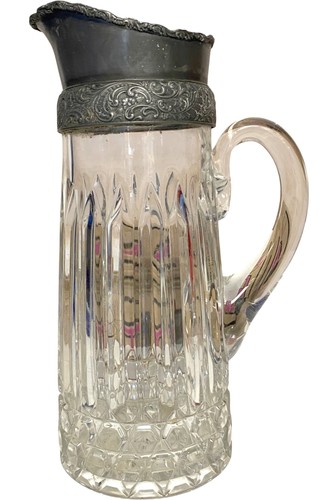 Vintage crystal glass pitcher - glass,