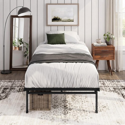Sleek black metal bed frame - sleek,