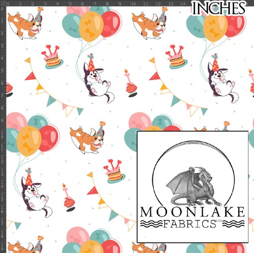 Birthday dogs fabric - dogs,, fabric,