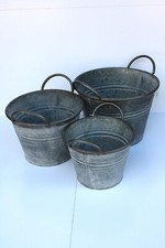 Set Of 3 Round Vintage Zinc