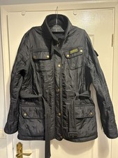 Barbour International Womens Black Quilted Belted Jacket Size 18