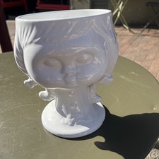 Elpa Alcobaca Head Vase Planter White Vintage Portugal Ceramic J Buck