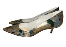 Dior D-Moi Heels - Multicolor Floral Printed Leather Pumps Kitty Heels Size 36