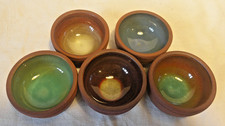 5 x Small Terracotta Studio Ware Art Pottery Pots Vibrant Campden Sauces Dips