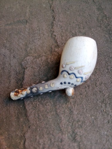 Decorated vintage clay pipe - vintage,