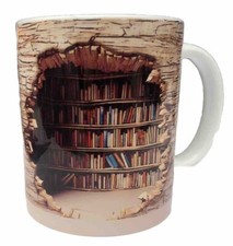 3D Bookshelf Inside A Cave Coffee Mug