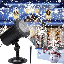 LED Snow Falling Projector Light Moving Laser Snowflake Xmas Outdoor Garden Lamp