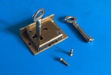 Vintage Cabinet Brass Till / L/H Door Lock + 2 Keys + Screws 38mm X 27mm X 11mm