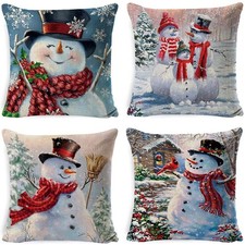 4 Pack Christmas Pillow Cushion Cover Sofa Couch Pillowcases for Xmas Decor 18''