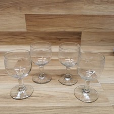 Set of 4 Vintage Edwardian Etched Wine Glasses 230ml