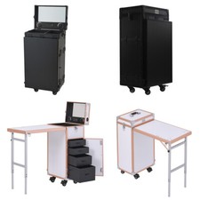 Fold Makeup Case Nail Table Beauty Cosmetic Drawer Manicure Trolley w/Bluetooth