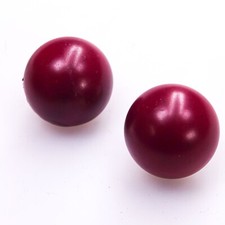 1980s Smart Matt Maroon Dome Clip-On Earrings Small Round Plastic Button Vintage