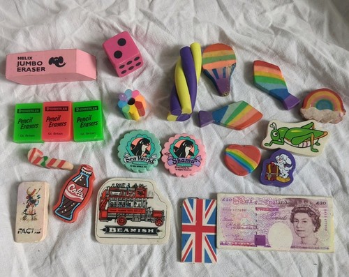 Erasers vintage 1980s - vintage,, bundle