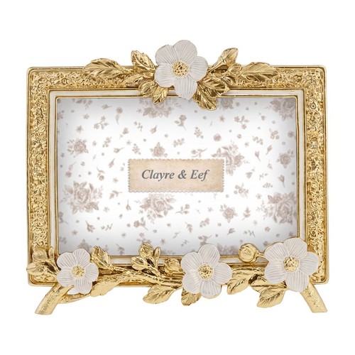 Photo frame gold - 4", white
