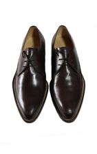 Brown Hand Crafted Mens Derby Leather Shoes Size 8 50s Pointed Style Rockabilly