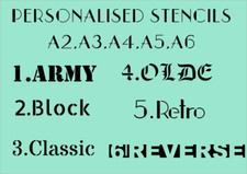 Personalised Text Stencil - choose font and text -Paint or Spray - Free delivery