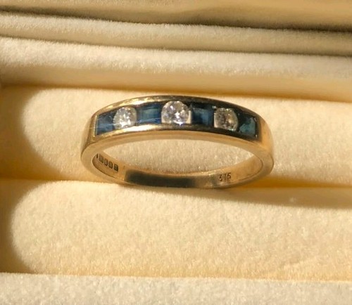 9ct gold sapphire diamond - &,
